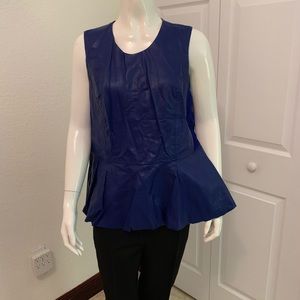 Cobalt blue Inc stretch faux leather blouse (L)